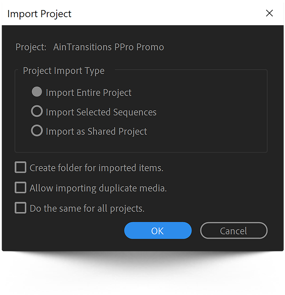 Premiere Pro - Import Settings
