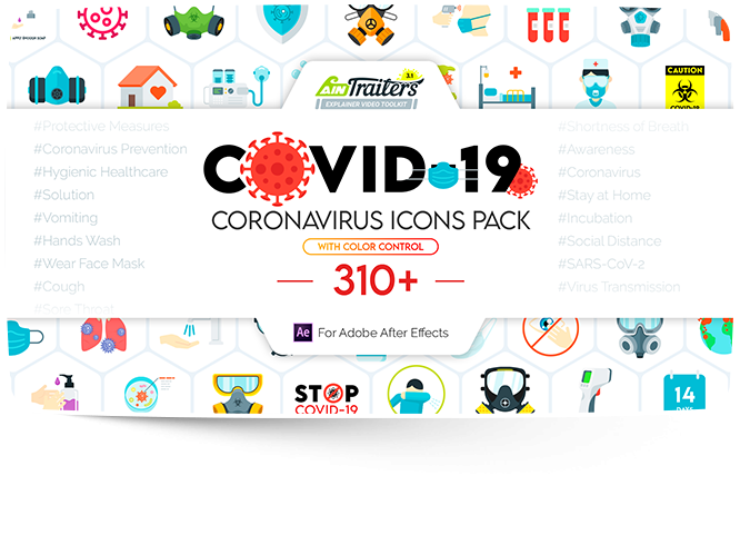 COVID-19 coronavirus icons pack preview in aintrailers