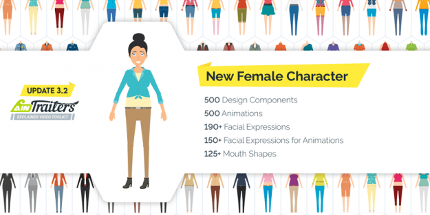 AinTrailers v3.2 – New Female Character New Female Character for After Effects